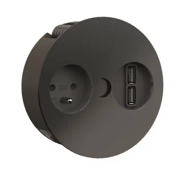 Borne Bachmann Twist noire mat avec 2 ports USB 