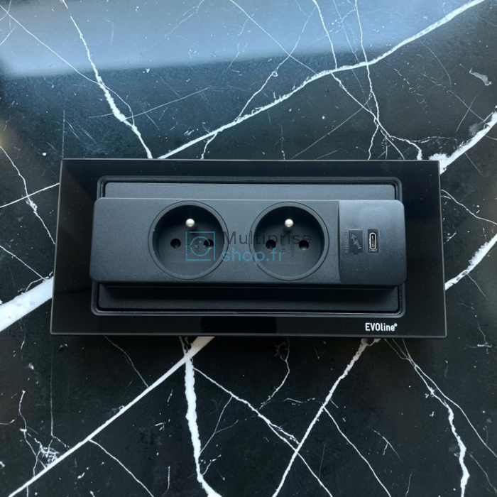 Evoline Backflip 159271016800 Blackglass 2x socket USB-C
