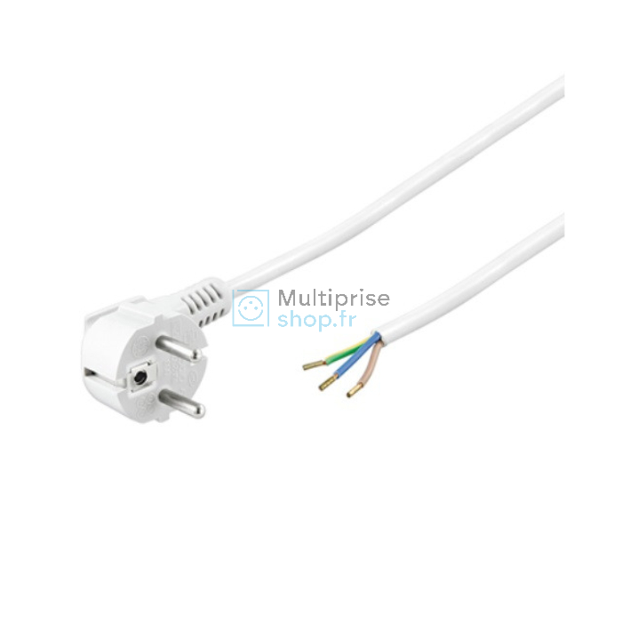 netsnoer H05VV-F 3G 1,5mm² haakse stekker 3 meter wit