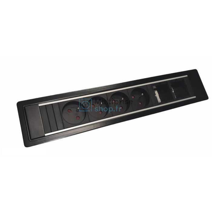 Power frame 6-vaks met 4xstopcontact en 2xcustom module