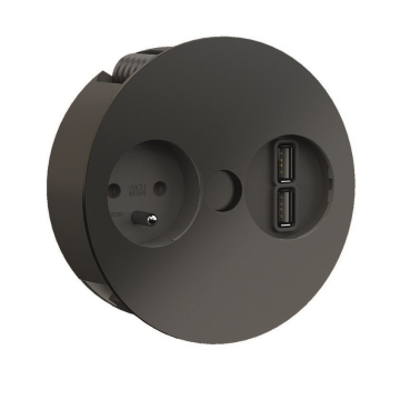 Borne Bachmann Twist noire mat avec 2 ports USB 