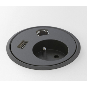 Powerdot, 1 prise, 1 port réseau, 1 port USB (broche de terre CEE 7/5)