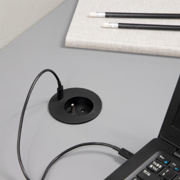 Powerdot midi 60 mm, 1 prise, 1 chargeur USB-C, noir