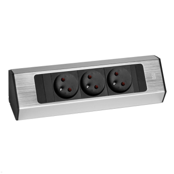 Casia prise d'angle 3 prises aspect inox