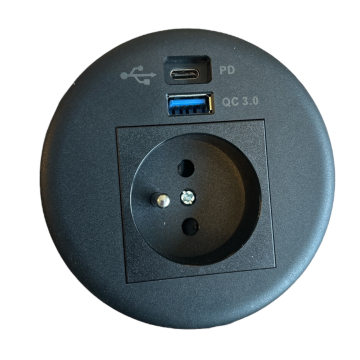 Charger USB-A+C avec prise intégrée