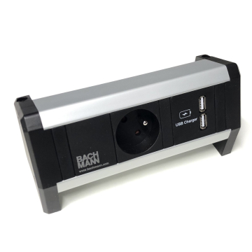 Desk 1 multiprise en saillie 1 prise et double chargeur USB (terre CEE 7/5 broches)