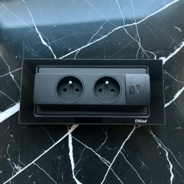 Evoline Backflip 159271016800 Blackglass 2x socket USB-C