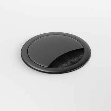 Passe-câble en aluminium, noir laqué, 60 mm