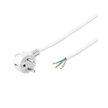 Câble électrique H05VV-F 3G d'1,5 mm² avec fiche coudée, 5 mètres, blanc