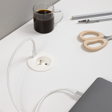 Powerdot midi 60 mm, 1 prise, 1 chargeur USB-C, blanc