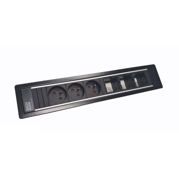 Powerframe à 6 compartiments avec 3 prises et 3 modules personnalisables (différentes couleurs)