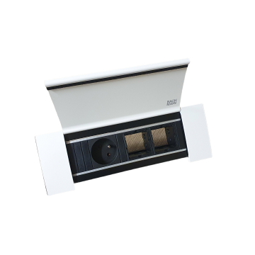 Bachmann PowerFrame, 1 prise à broche de terre avec couvercle et 2 modules personnalisables, blanc