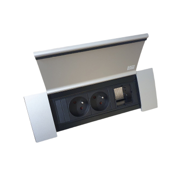 Bachmann PowerFrame à couvercle, 2 prises à broche de terre et 1 module personnalisable, aluminium