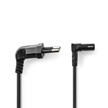 Câble électrique Euro mâle avec fiche coudée IEC-320-C1, 200 cm, noir
