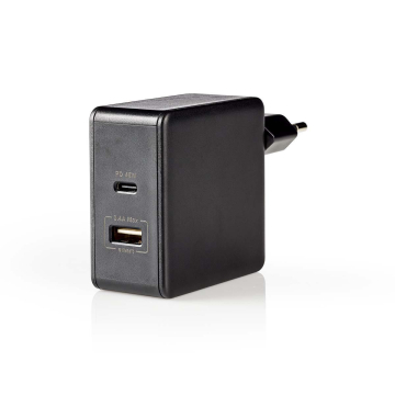 Adaptateur Nedis USB-A/C (45 W-12 W), noir