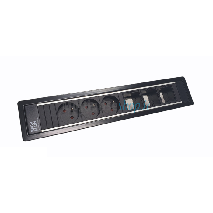 Power frame 6-vaks met 3xstopcontact en 3xcustom module (diverse kleuren)