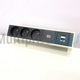 Multiprise d'angle pratique 2 prises Schuko + 2 ports USB, blanc