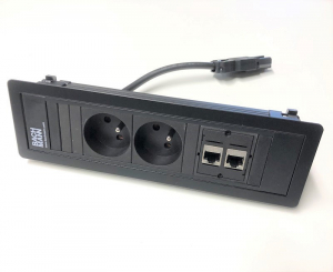 Multiprise encastrable pour bureau, 3 prises 230V + 2 USB