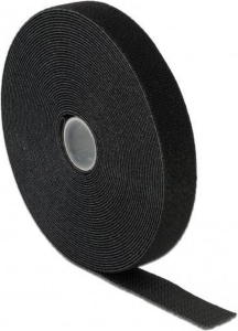 Attache de câble Velcro, rouleau de 25 mètres, noir, 13 mm